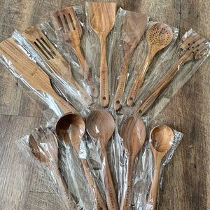 12 Piece Wooden Kitchen Spoon Set
